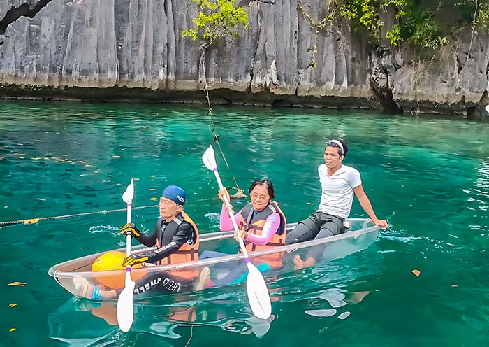 Glass-bottom boating in Coron